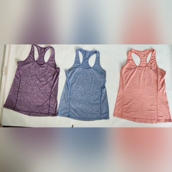 Icyzone Tops - Three Icyzone Heather (Orange)(Blue)(Purple) Athletic Tank Tops Women's Size Med